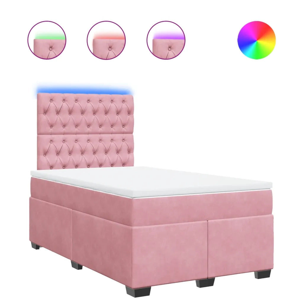 vidaXL Giroletto a Molle con Materasso Rosa 120x190 cm in Velluto