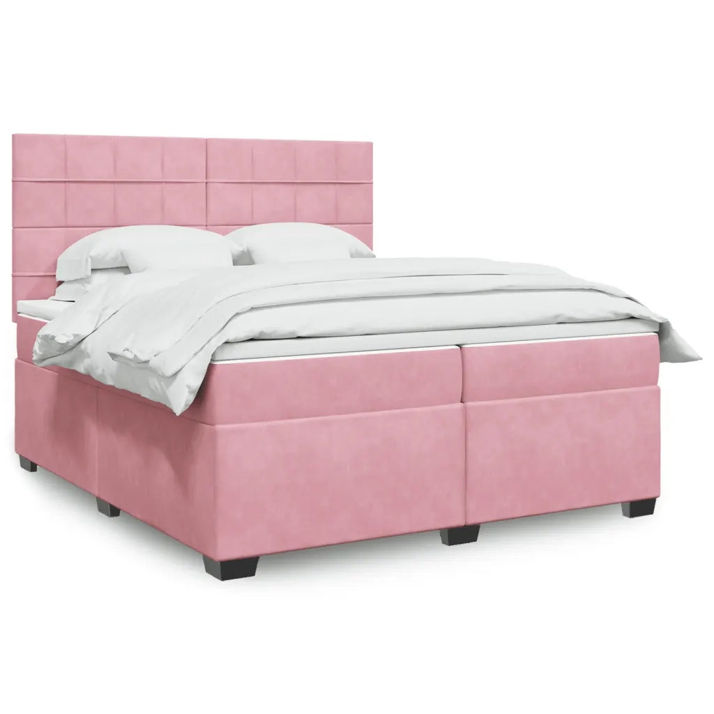 Giroletto a Molle con Materasso Rosa 200x200 cm in Velluto 3293307