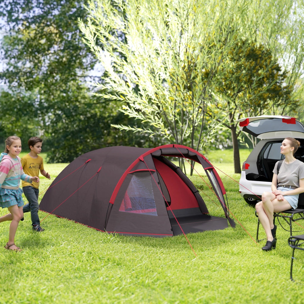 Tenda da Campeggio-Tenda per Escursionismo  da 2-4 Persone con Stanze Separate, Impermeabile con Doppie Porte, Grigio