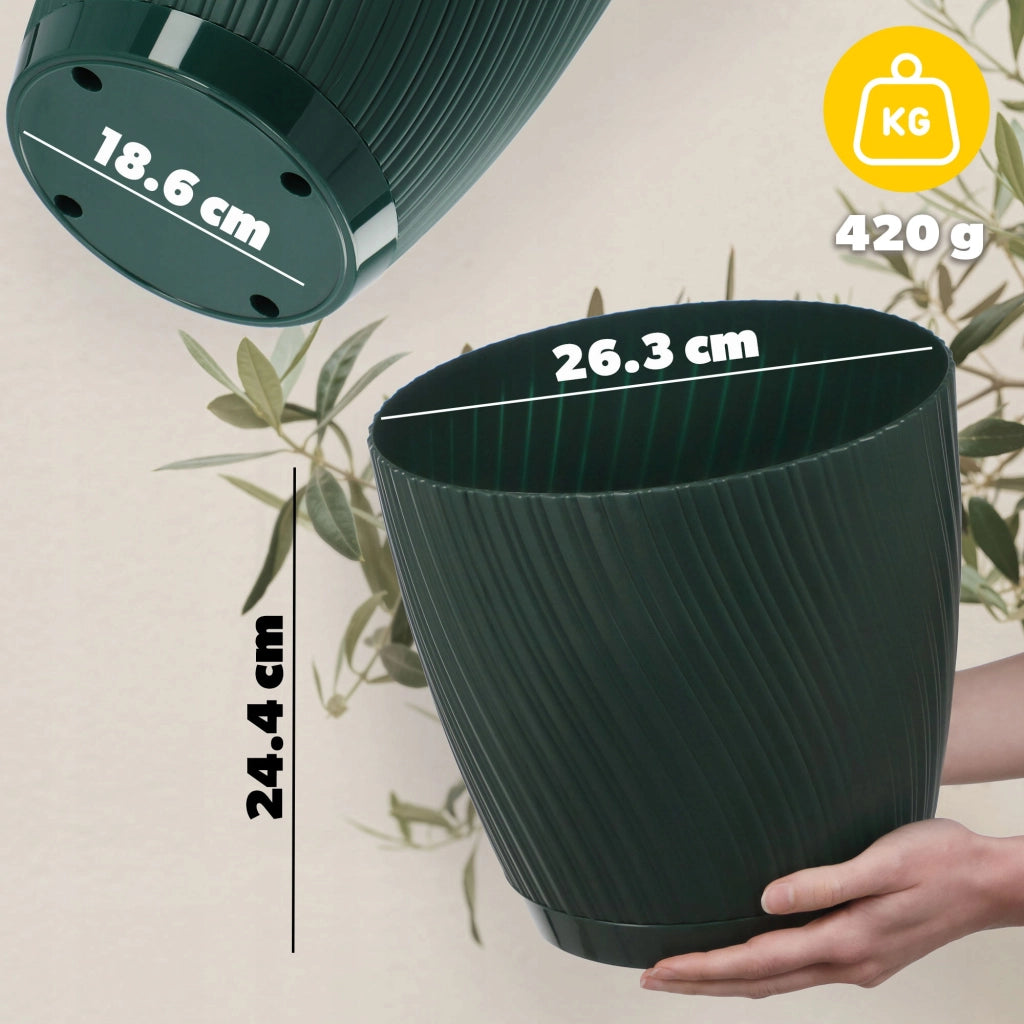 Vaso da fiori KADAX con supporto, coperchio, ciotola rotonda, 27 cm, verde