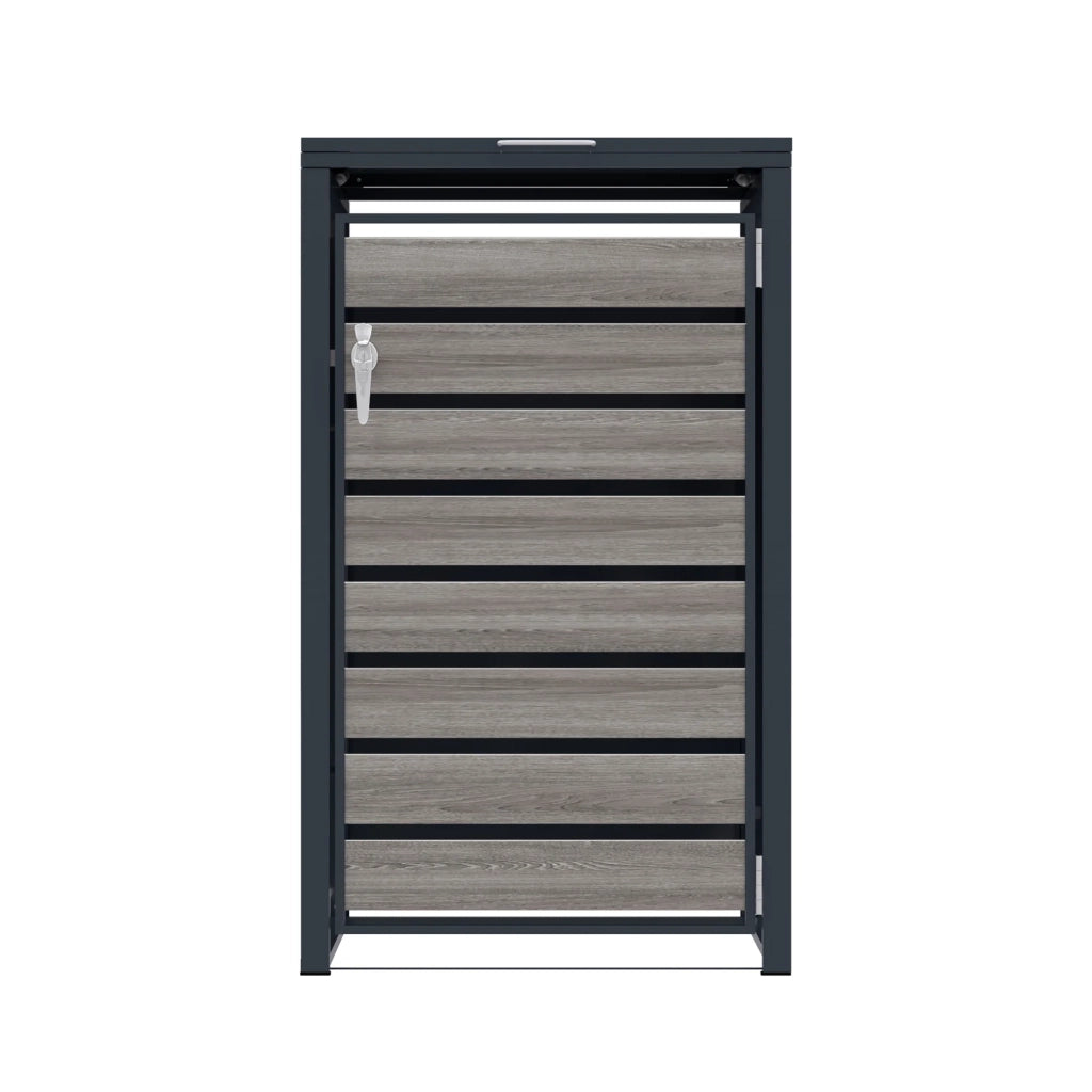 Copribidone Singolo 240 L Acciaio Zincato Antracite Effetto Legno Grigio