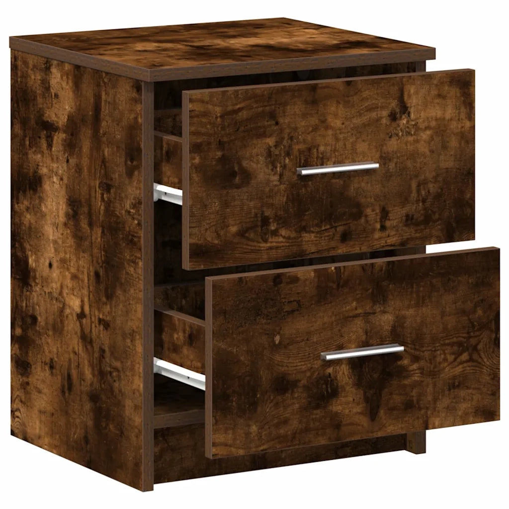 Comodini 2 pz con 2 Cassetti Rovere Fumo 40x36x50 cm 858794