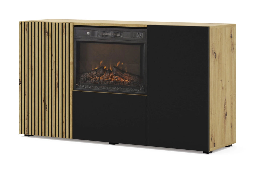 Mobile madia Auris cm 148.8x42x82h soggiorno con caminetto rovere.
