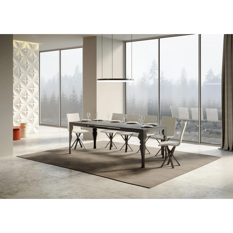 Tavolo allungabile 90x160/264 cm Paxon Evolution telaio Antracite - Cemento