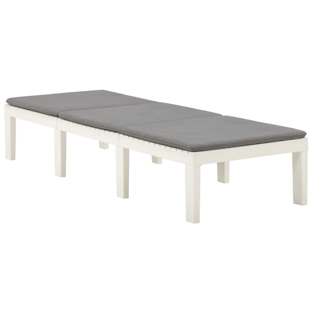 Lettino prendisole sedia a sdraio lettino prendisole letto da giardino mobili da esterno per patio con cuscino in plastica bianca 02_0012501