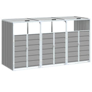 Copribidone con Ruote per 3 Bidoni Grigio 216x81x115 cm Acciaio CFW4154104