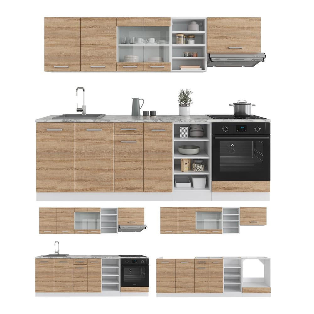 Cucina componibile R-Line Sonoma/Bianco 240 cm, PL Antracite Vicco