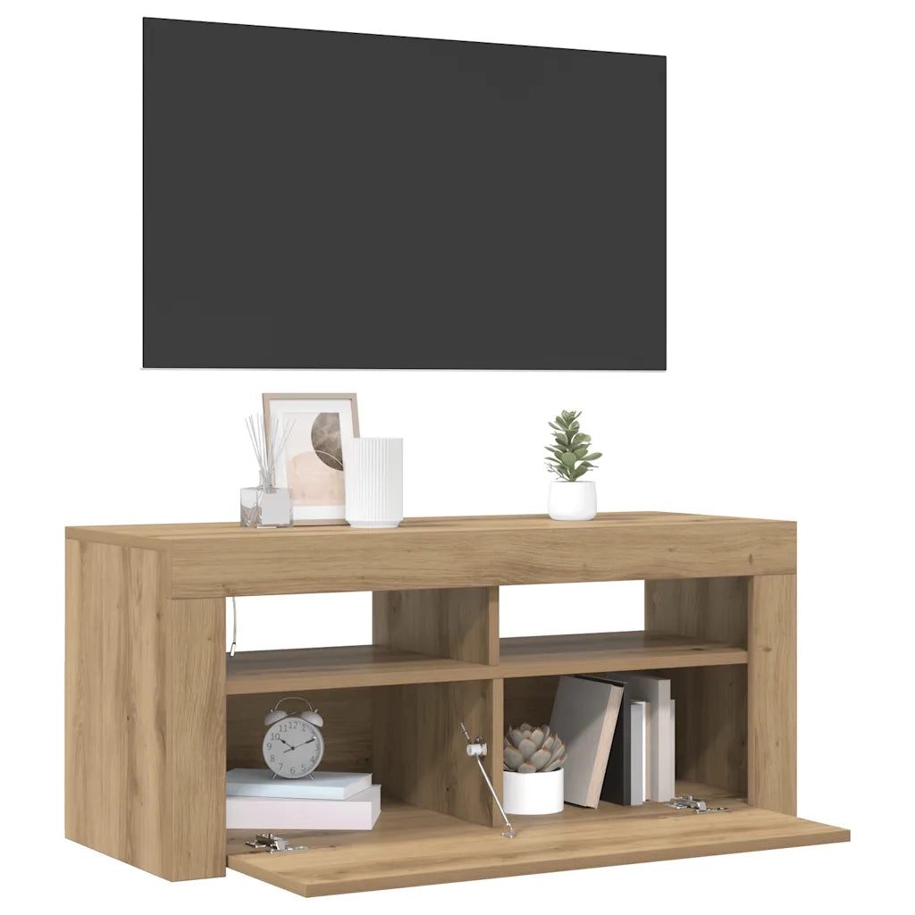 Mobile Porta TV con LED Artigianale 90x35x40 cm Multistrato 856322