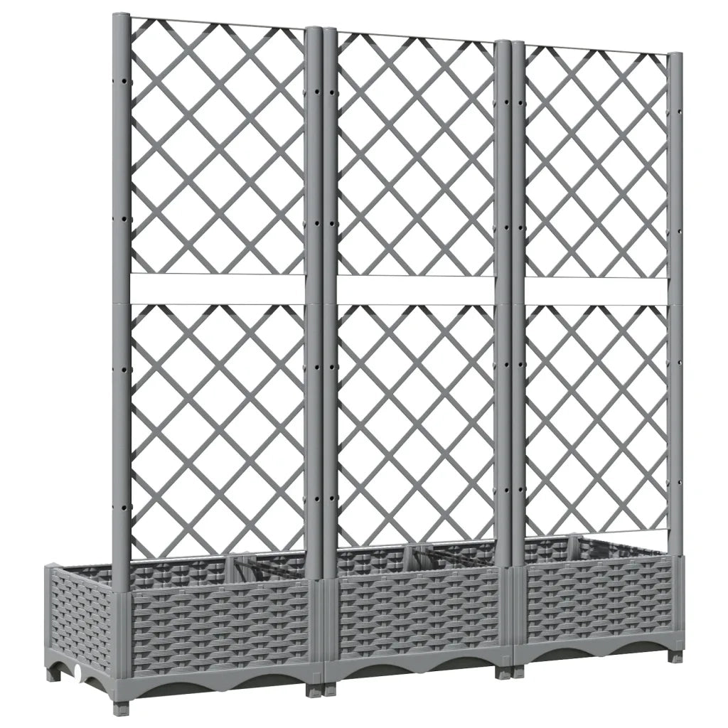 Fioriera | Cassetta per fiori | Vaso Giardino e Graticcio Grigio Chiaro 120x40x121,5cm PP