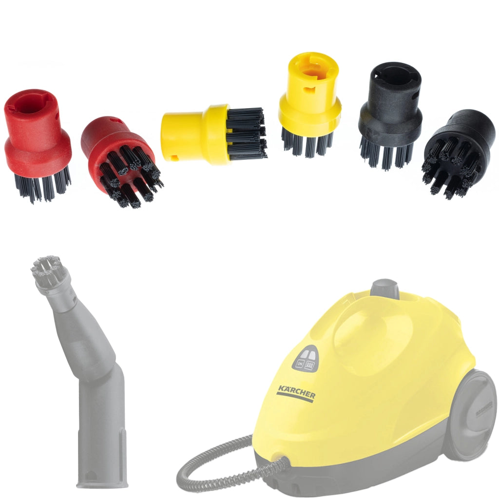 Set di Spazzole Rotonde di Ricambio compatibile con Pulitore a Vapore Kärcher SC – Alta Precisione, Multiuso, 6 Pezzi