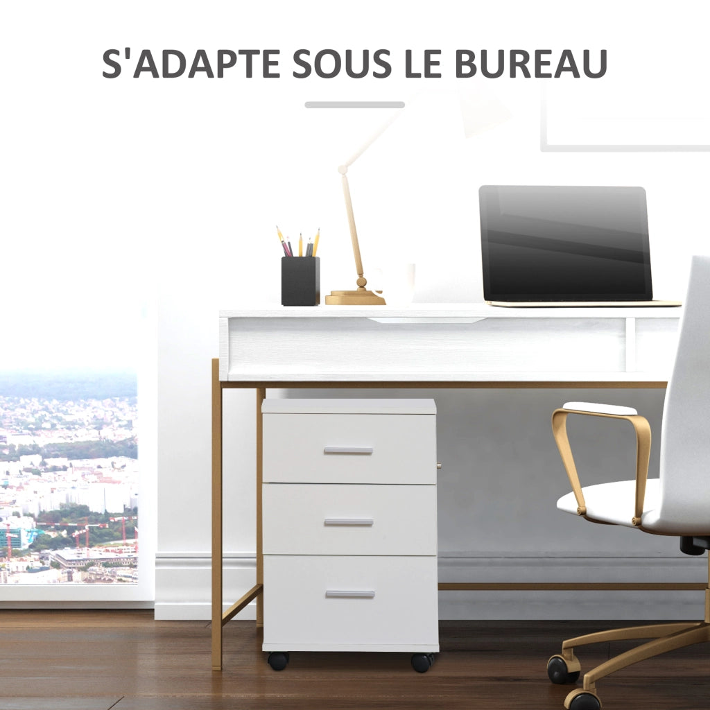 Scrivania con cassetti ¨C zephmum ¨C 3 cassetti, bianco, 40x40x61.5 cm