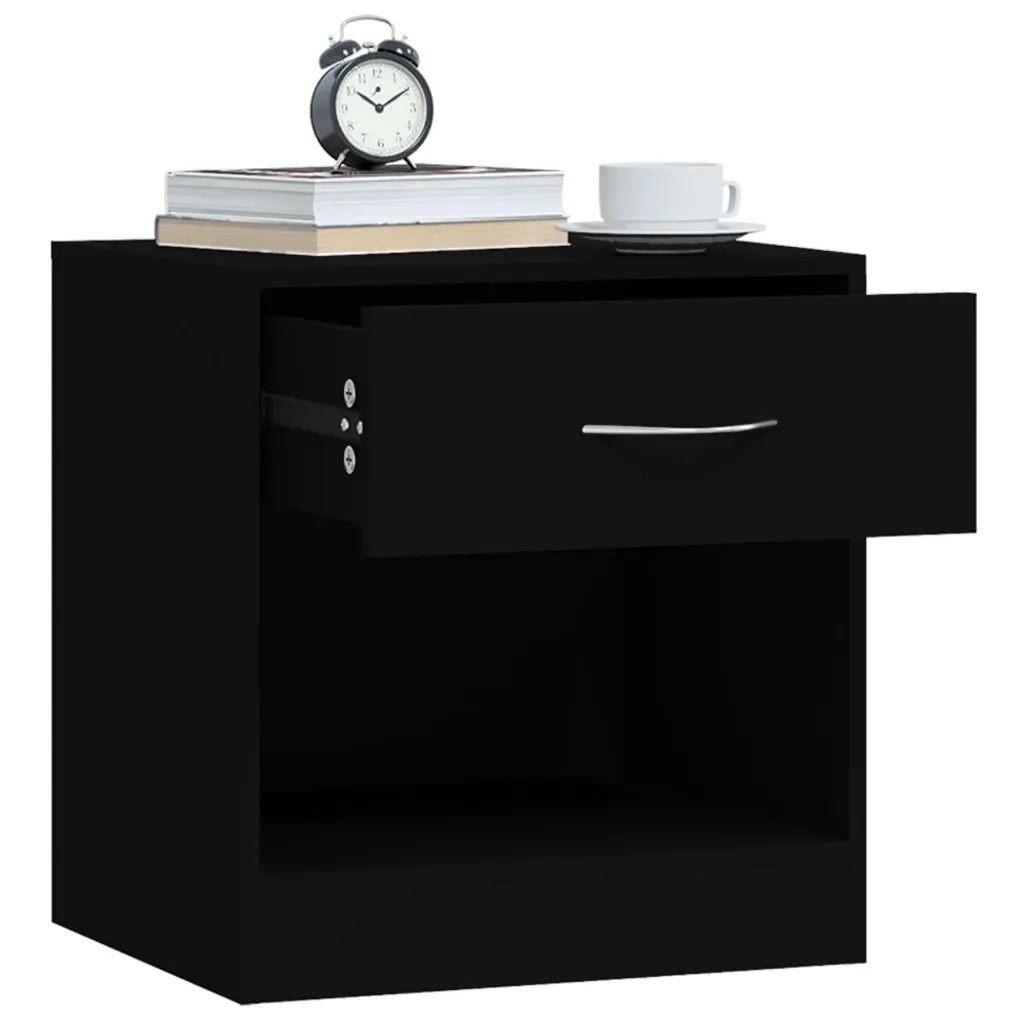 Comodini 2 pz con Cassetto Neri 342583