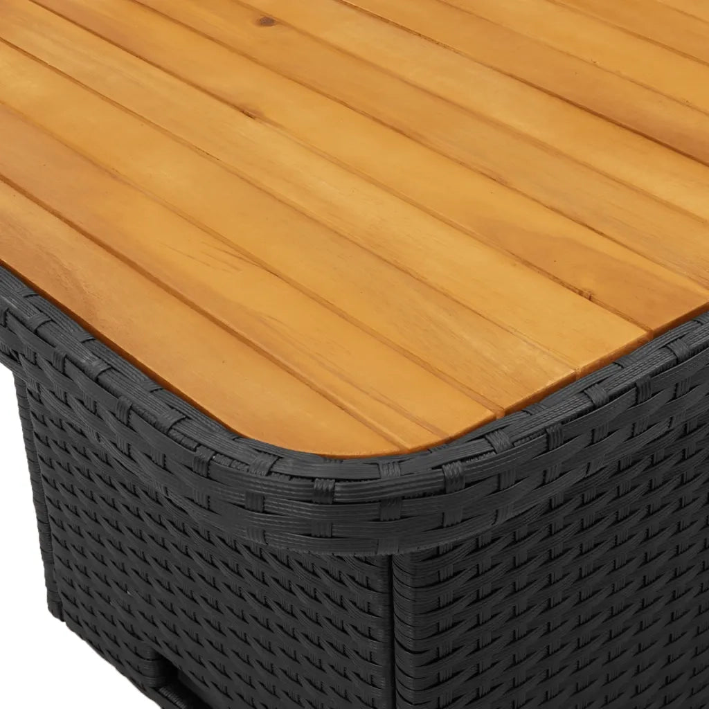 Tavolo da Giardino Nero 80x80x71cm in Polyrattan e Legno Acacia 368269