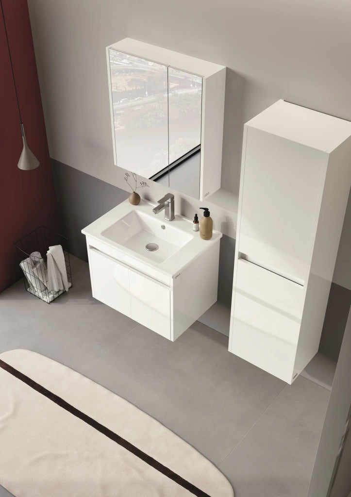 Mobile da bagno con specchio "Arno 60" - 60 x 16 x 66 cm - Bianco