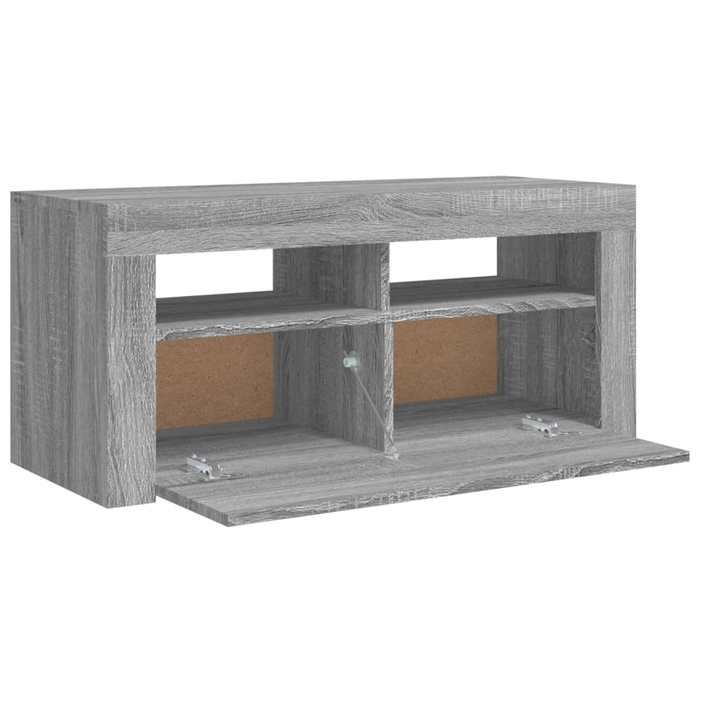 Mobile TV multimediale scaffale TV credenza mobile TV sala da pranzo soggiorno camera da letto con luci LED Sonoma 90 x 35 x 40 cm grigio 02_0026832