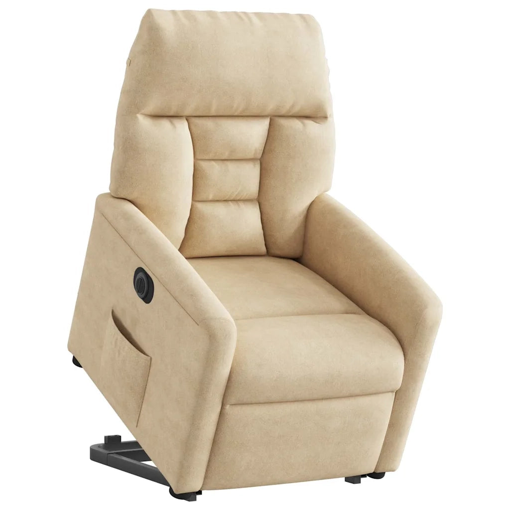Poltrona Alzapersona Reclinabile Elettrica Crema in Microfibra 3303105