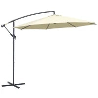 Ombrellone Decentrato da Giardino con Base a Croce Inclusa, in Metallo e Poliestere, 3x2.5 m, Beige