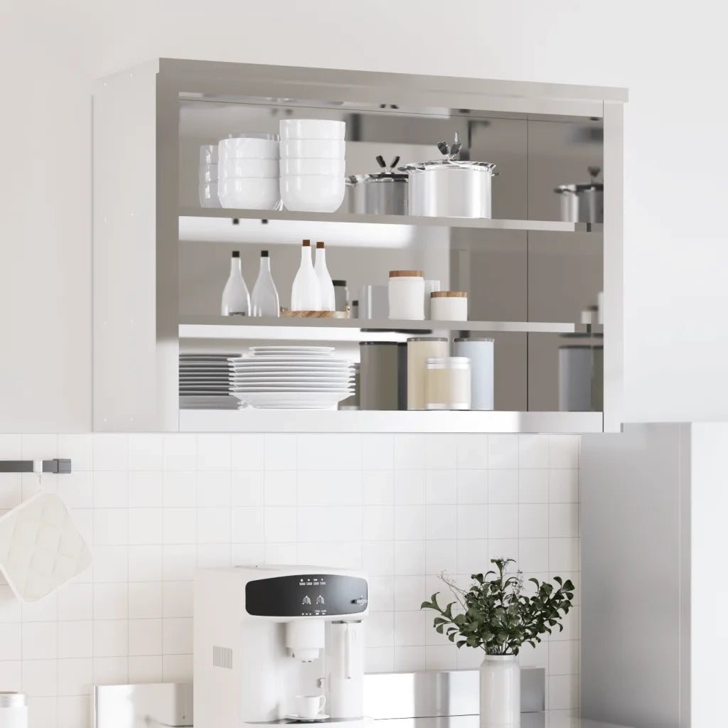 Armadietto a Muro | Mobile Cucina da Parete con Ripiani in Acciaio Inossidabile