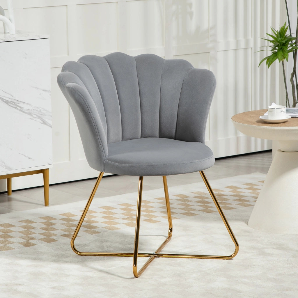 Poltrona in velluto con gambe in metallo ¨C zephmum ¨C grigio 69x64x80 cm