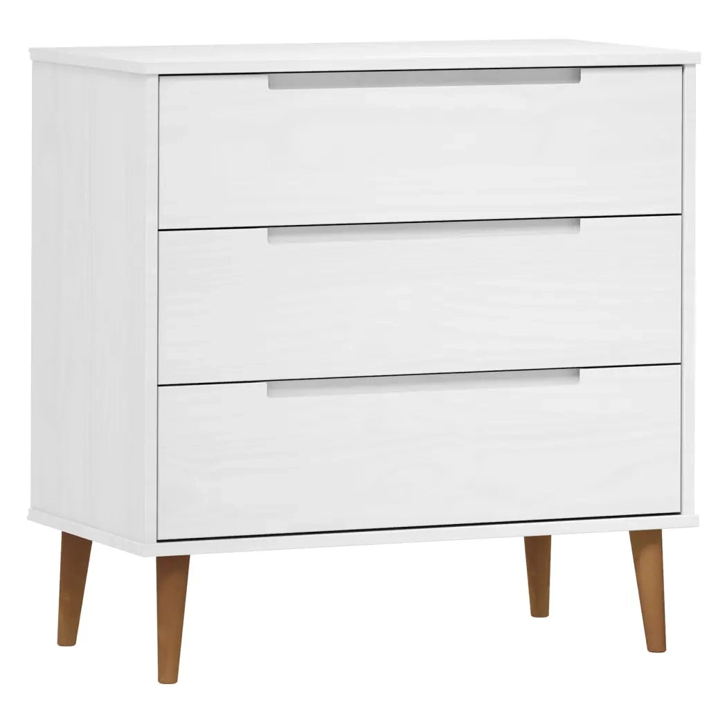 Cassettiera MOLDE Bianca 80x40x80 cm in Legno Massello di Pino cod mxl 73117