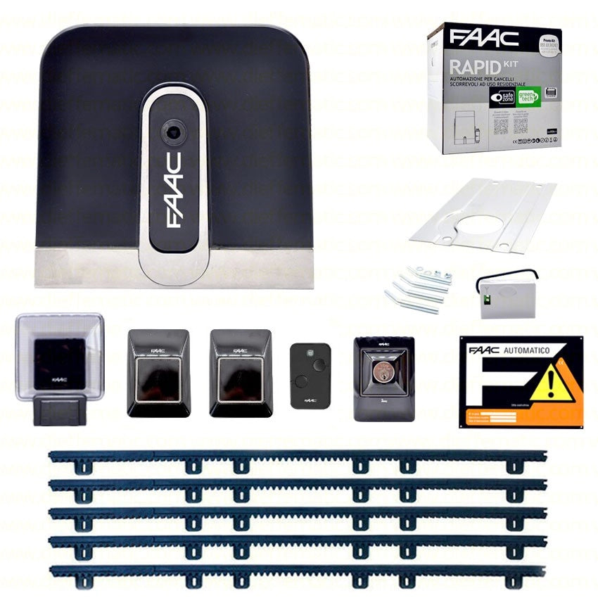 FAAC RAPID C720 KIT 5 MT DI CREMAGLIERA IN NYLON AUTOMAZIONE CANCELLO SCORREVOLE