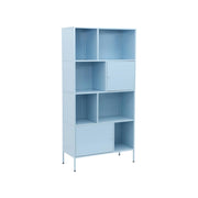 Credenza industriale in metallo con 8 scomparti, blu chiaro