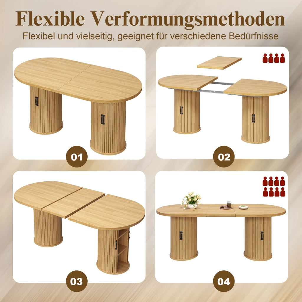 TAVOLO DA PRANZO Allungabile 150-190x80x75 cm Naturale MDF e Metallo
