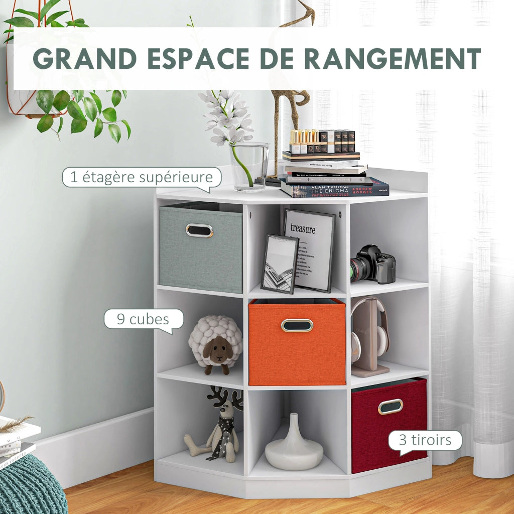 Armadio angolare per bambini ¨C zephmum ¨C 9 ripiani 3 cassetti bianco