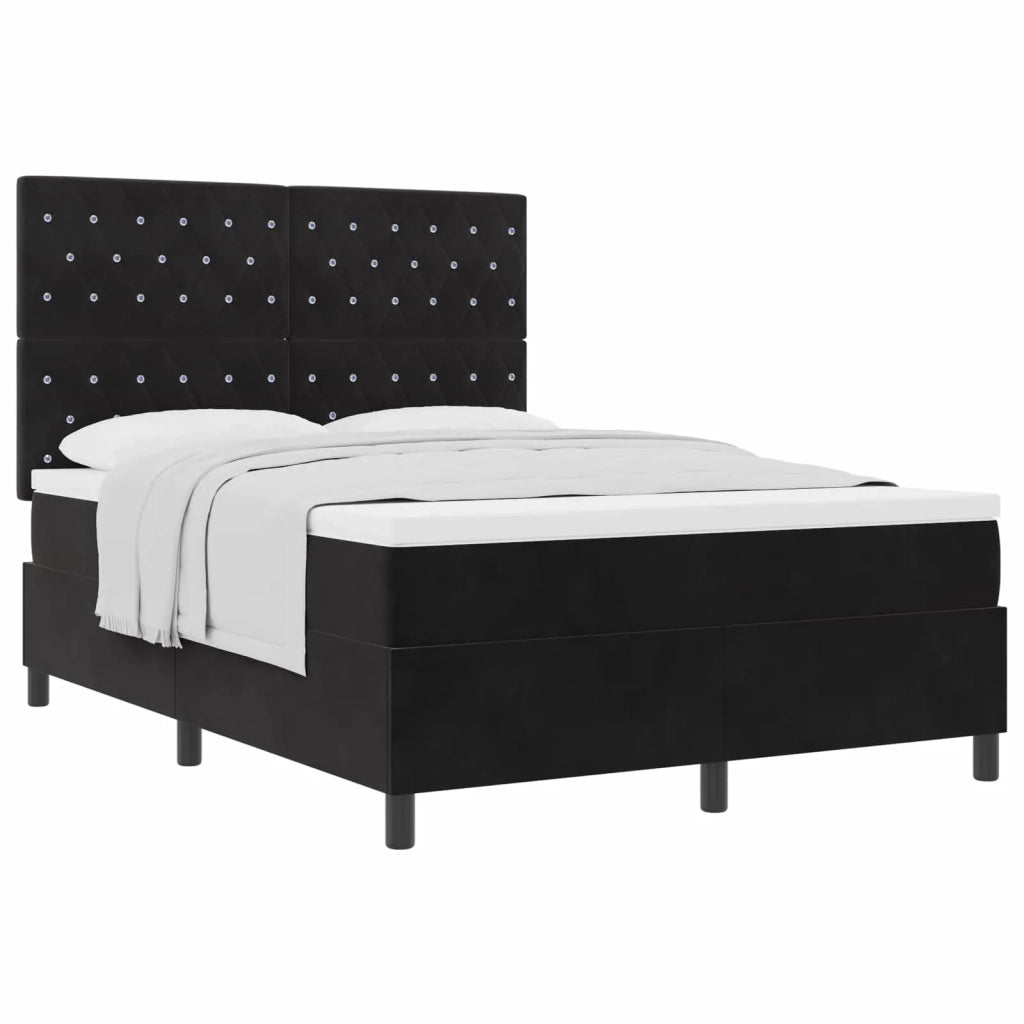 Letto a molle con materasso Nero 140 x 200 cm Tessuto 3339772