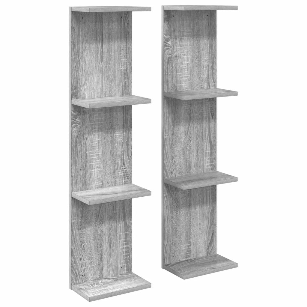 Scaffale da parete 2 pz Sonoma grigio 25 x 15 x 100 cm 8012391