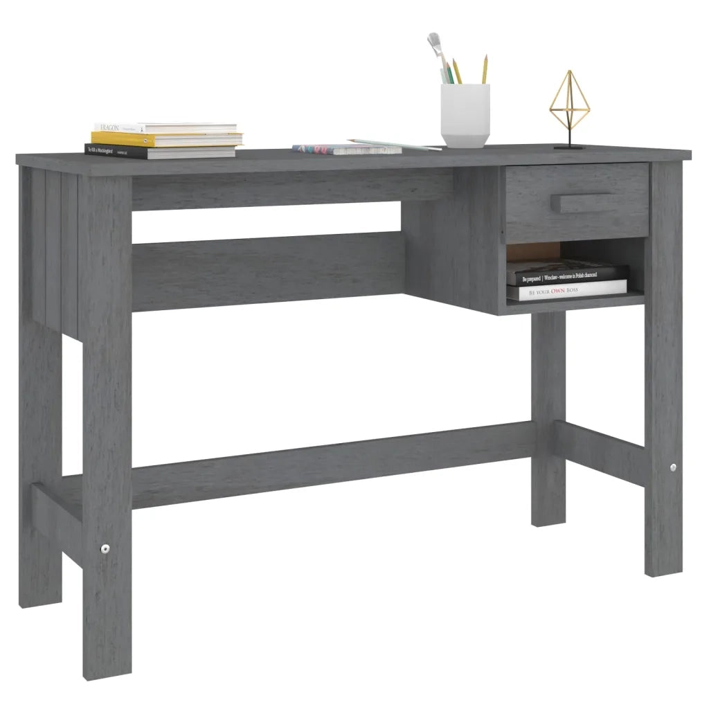 Scrivania HAMAR Grigio Scuro 110x40x75 cm in Legno di Pino 340458