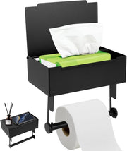 Tappo per carta igienica senza perforazione, Tappo per carta igienica in acciaio inossidabile con contenitore per tovaglioli umidi, Tappo per carta igienica autofissante senza perforazione con pannello, Tappo per carta igienica nero per bagno e cucina