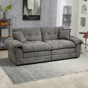 Divano diritto in chenille con seduta profonda e cuscini a doppio strato per salotto grigio 214 × 89 × 93 cm