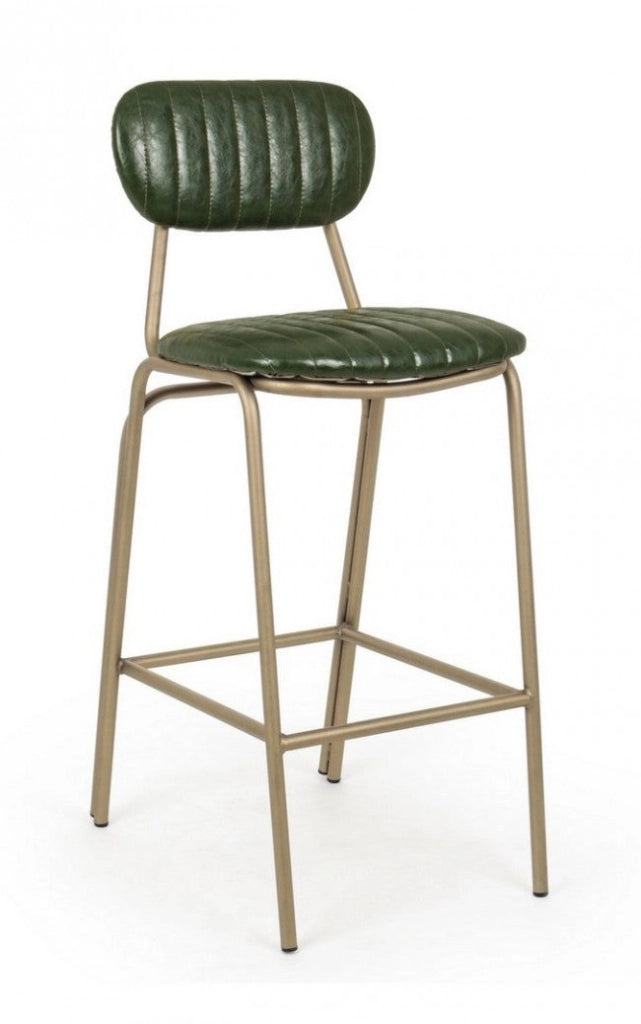 Sgabello Bar Addy Verde Scuro Imbottito in Similpelle