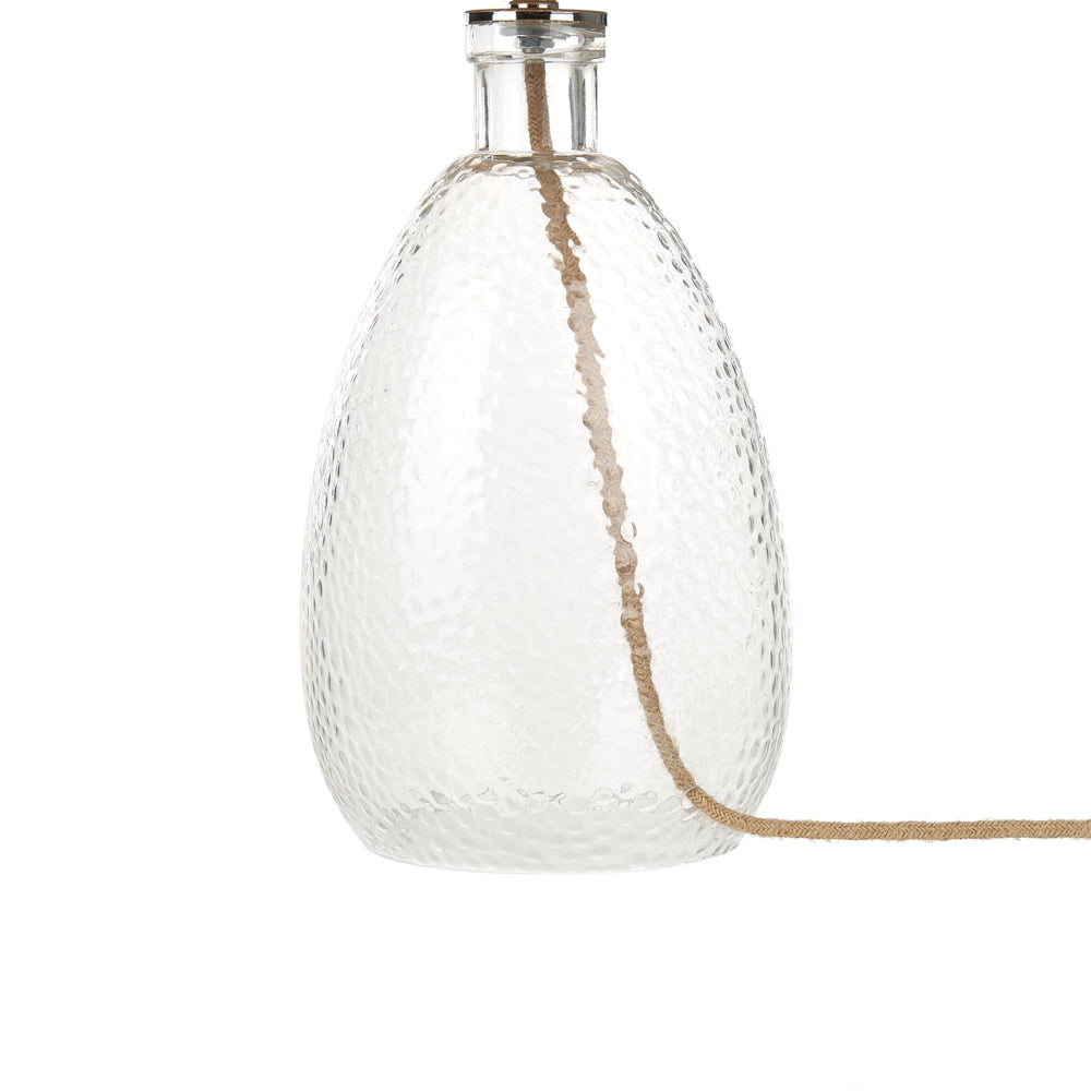 Lampada da tavolo con base in vetro trasparente e paralume naturale Luce da comodino