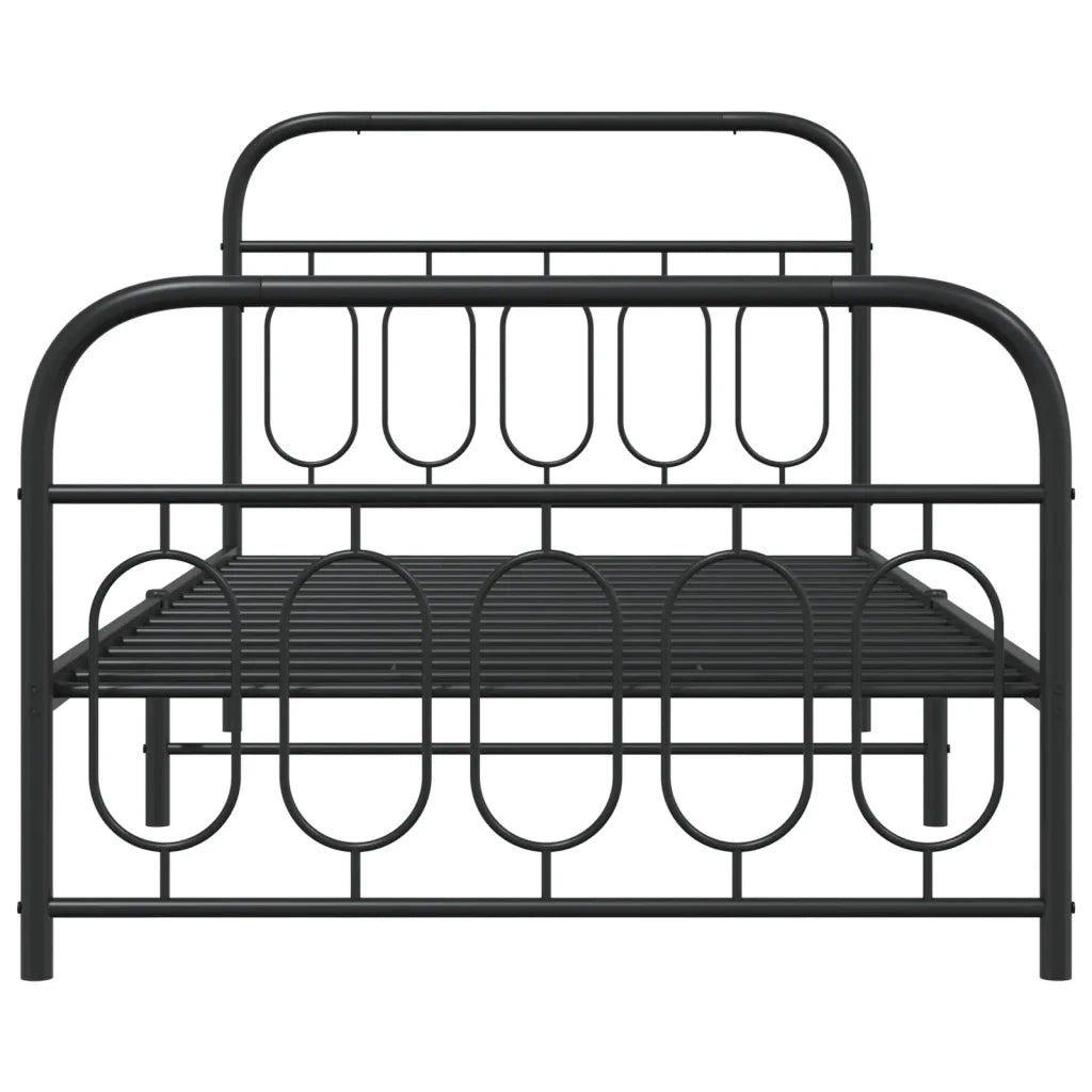 Giroletto con Testiera e Pediera Metallo Nero 107x203 cm 377131