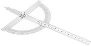 Protractor rotante 0-180 gradi in acciaio inossidabile - 0-15cm misuratore di angolo e righello (150 x 200 mm)