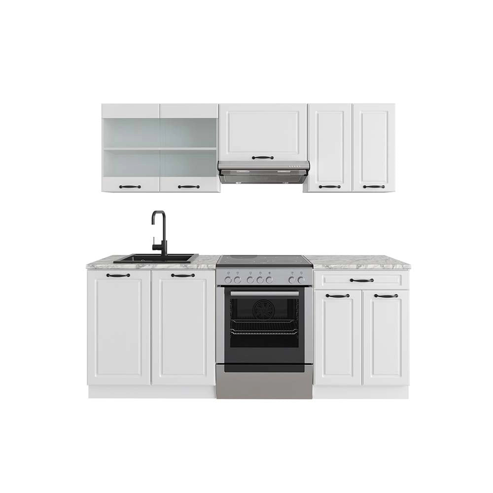 Vicco Cucina componibile Casa di campagna bianca/bianco 200 cm , PL Marmo