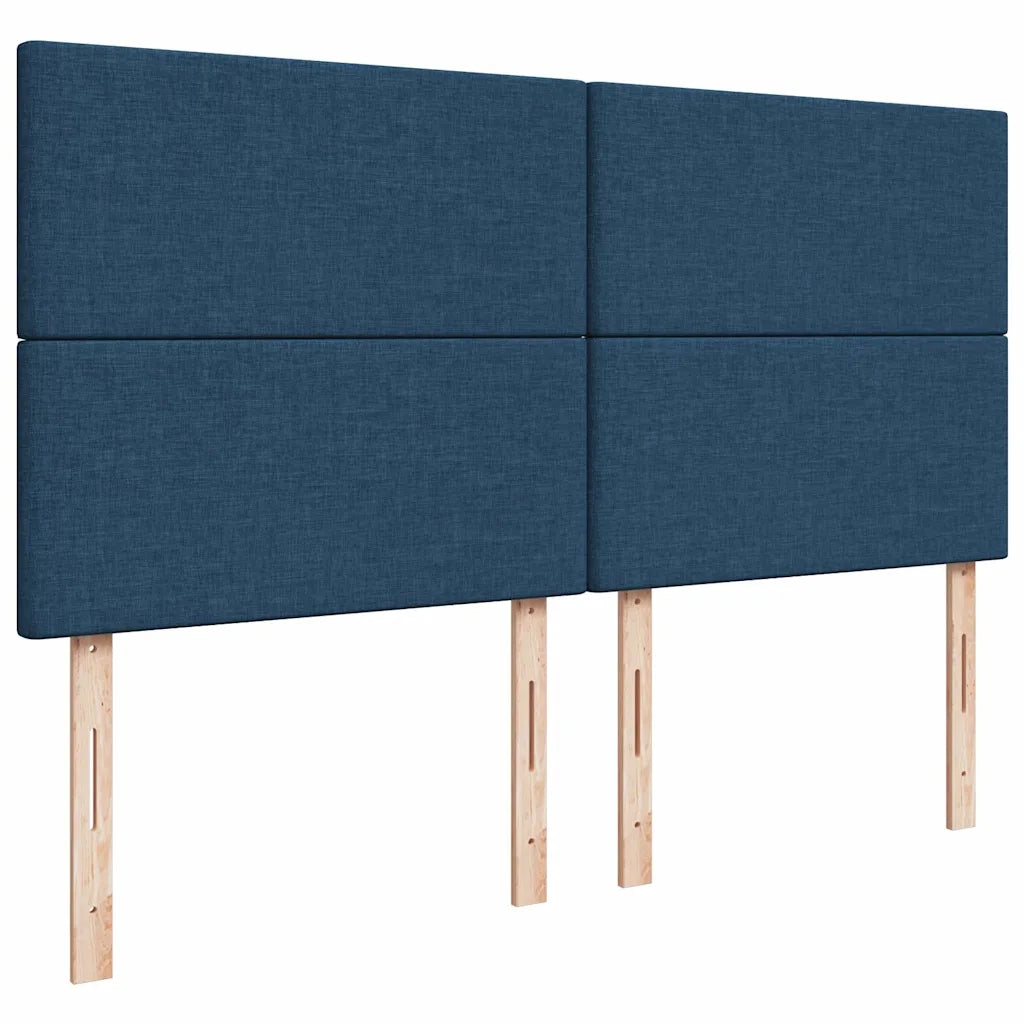 vidaXL Struttura Letto Pouf con Materasso Blu 160x200 cm in Tessuto