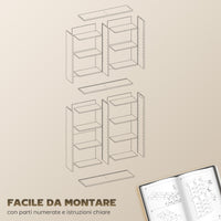 Libreria Porta CD e DVD 78,5x24x175 cm con 14 Ripiani Regolabili Nero