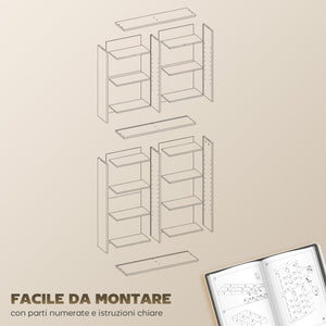 Libreria Porta CD e DVD 78,5x24x175 cm con 14 Ripiani Regolabili Nero