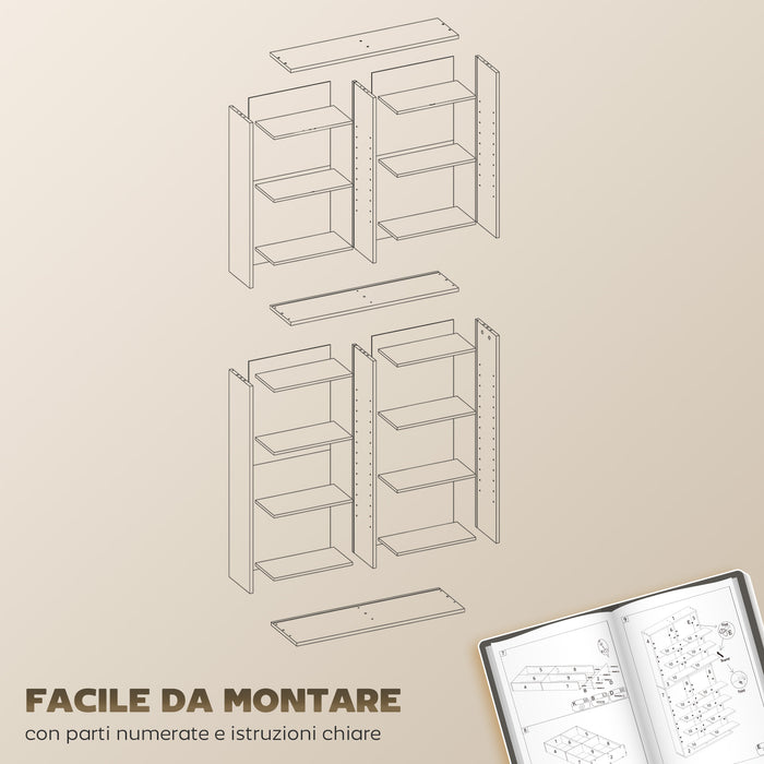 Libreria Porta CD e DVD 78,5x24x175 cm con 14 Ripiani Regolabili Nero