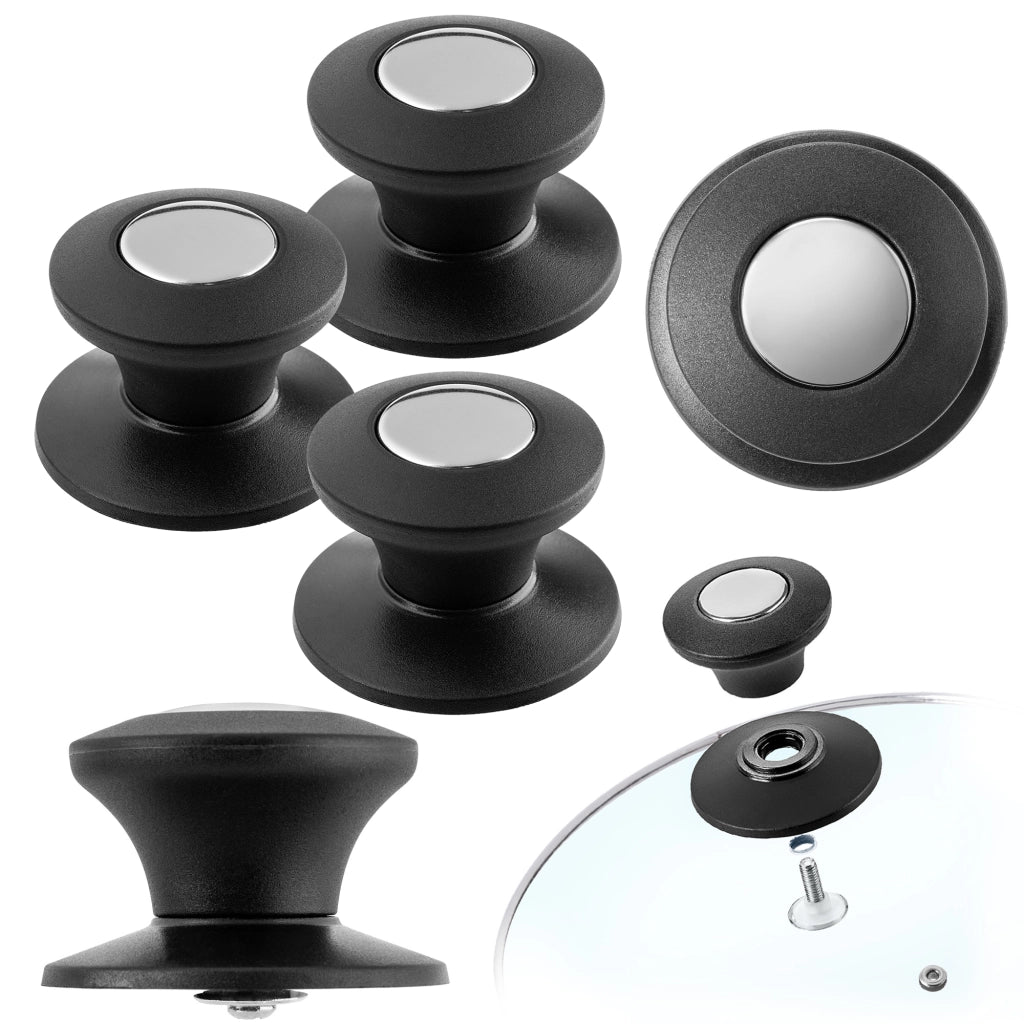 Pomello per coperchio KADAX, pomello per coperchio pentola, pomello per padella, nero, 3 pezzi