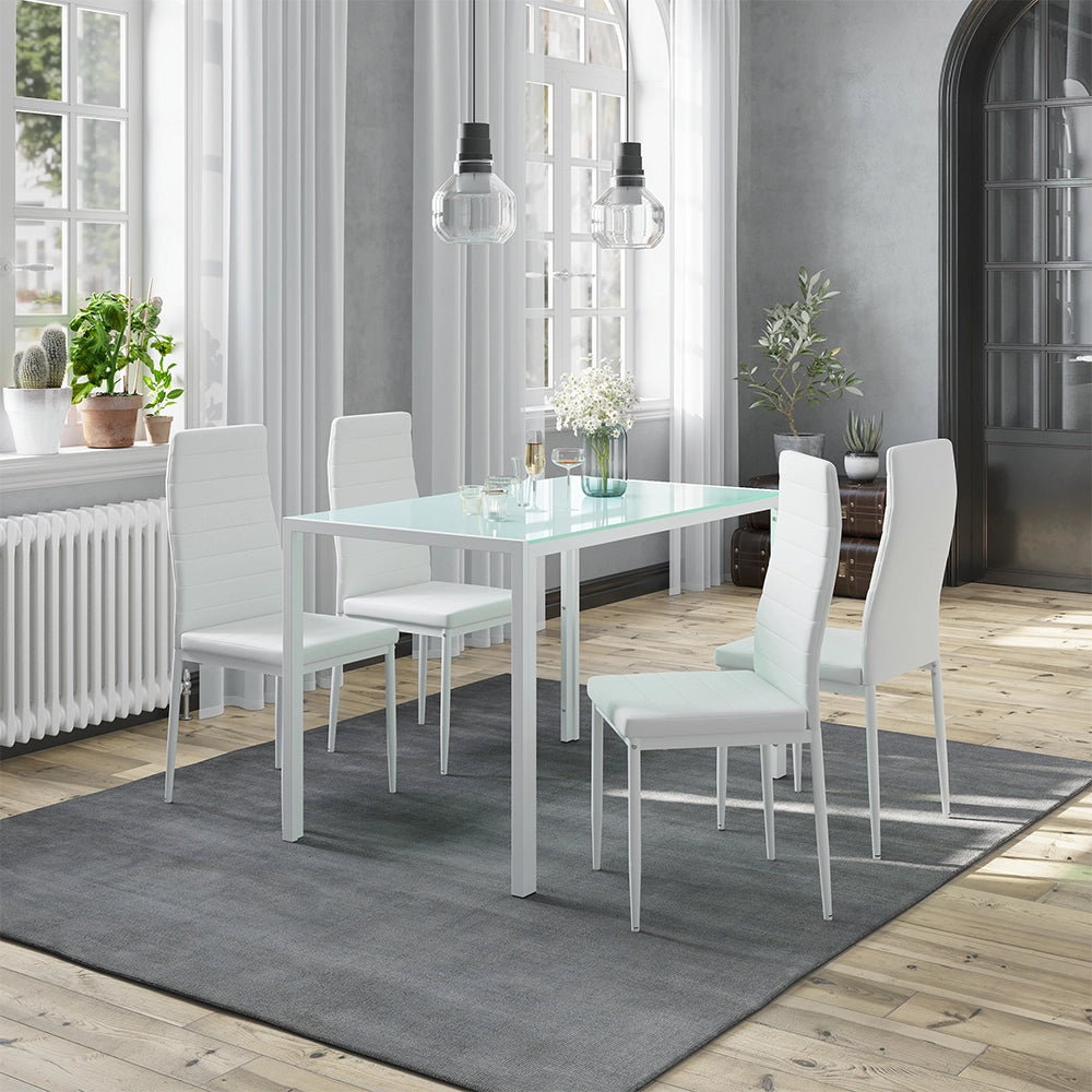 Vicco Set da pranzo Bianco 120 x 75 cm con 4 sedie