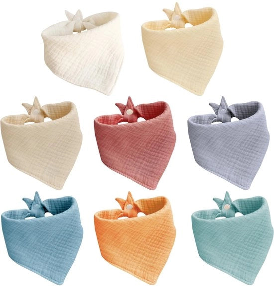 Set di 8 sottacotts in cotone, sottacotti assorbenti e super soffici a forma di triangolo, sciarpa in cotone per neonati e bambini piccoli con cinturino regolabile
