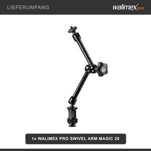 Walimex Pro Swivel Arm Magic 28 Braccio articolato - 280 x 70 x 39 mm - max 2 kg - collegamento 2x 1/4" - Supporto per reflex stativi video rig dolly