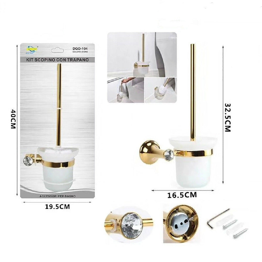 Trade Shop - Portascopino Sospeso Dorato Oro Supporto Casa Arredo Bagno Porta Scopino Dgo-104 -