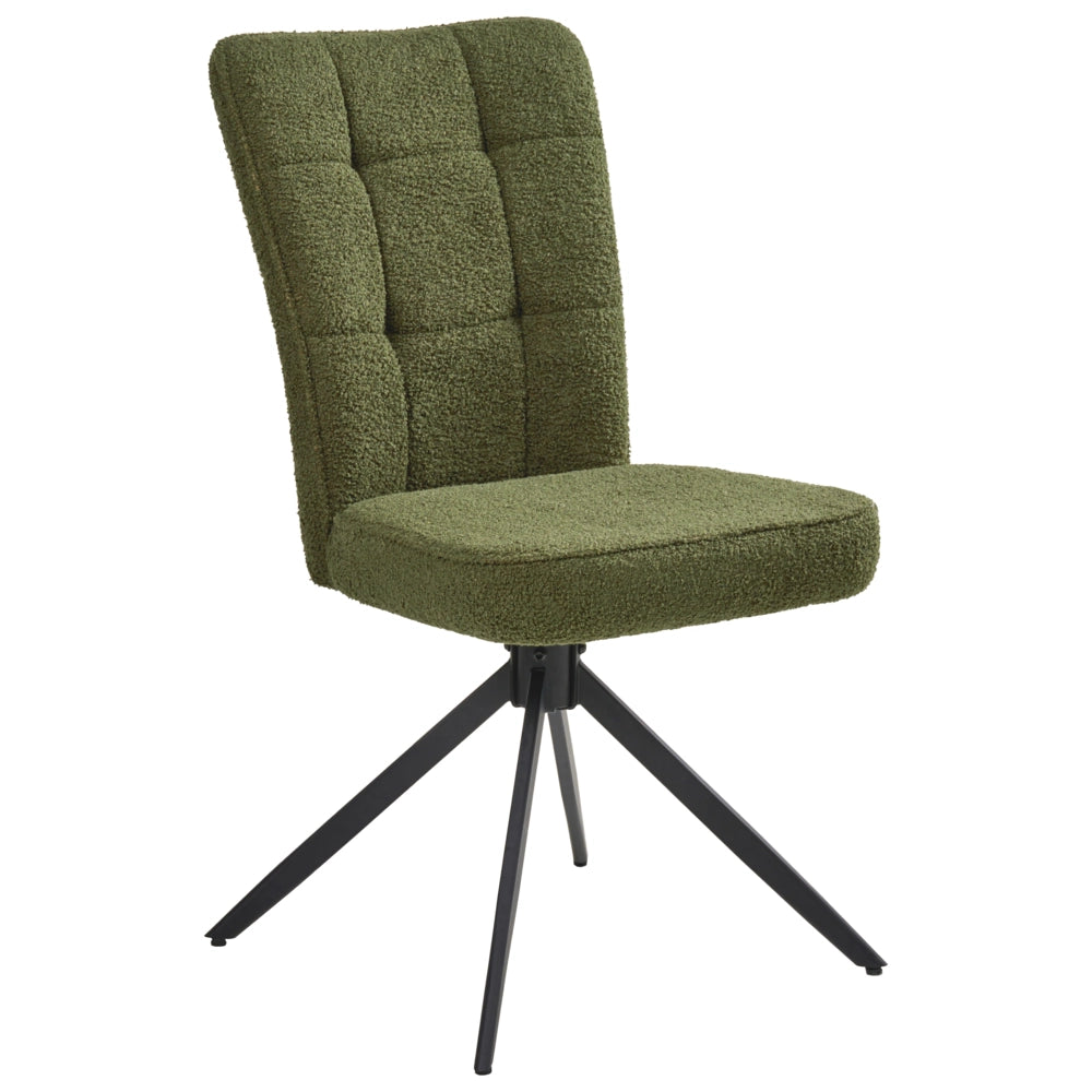Set di 2 sedie da pranzo girevoli Rivestimento bouclé verde Base con gambe in metallo Sala da pranzo