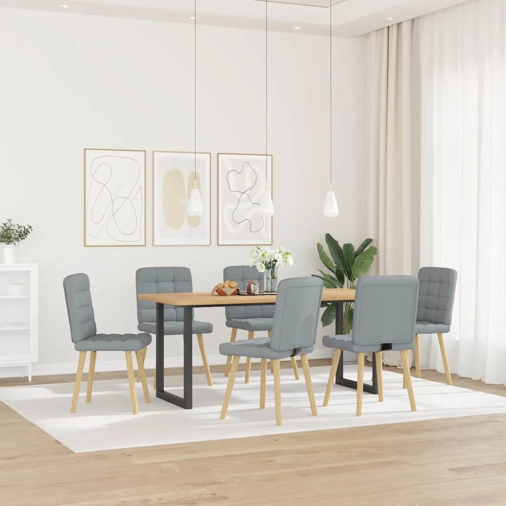 Sedie da Pranzo 6 pz Grigio Chiaro in Tessuto