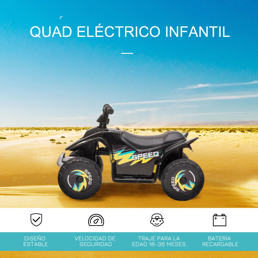Quad Elettrico per Bambini 18-36 Mesi ¨C Minimal ¨C Nero 72x40x45,5 cm